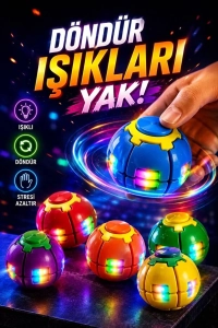  Led Işıklı Bas Döndür Stres Topu Stres Giderici Mekanizmalı Renkli Fidget Spinner Spinball Top Oyuncak